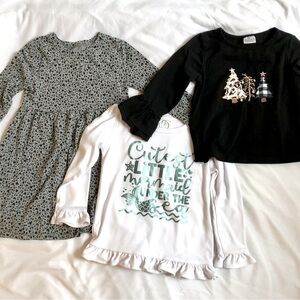 Old Navy & BB Girls 4 T set - Leopard Print, Shimmery Mermaid, Christmas Trees